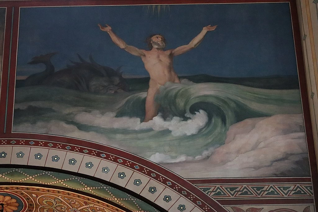 Hippolyte Flandrin - Murales dell'Abbazia di Saint, Germain, des, Prés, Giona